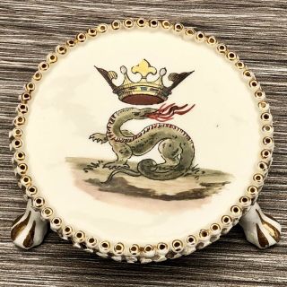 Antique 16th Century King Francis 1st The Salamander King Ceramic French Coaster