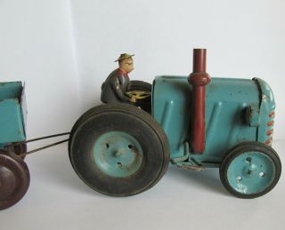 VINTAGE 1930 ' s 40’s POLAND CZZ TIN WIND UP TRACTOR TOY 2