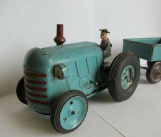 VINTAGE 1930 ' s 40’s POLAND CZZ TIN WIND UP TRACTOR TOY 5