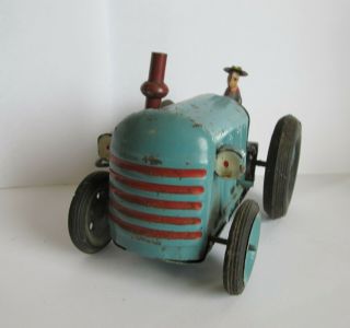 VINTAGE 1930 ' s 40’s POLAND CZZ TIN WIND UP TRACTOR TOY 6