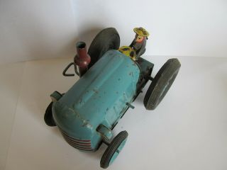VINTAGE 1930 ' s 40’s POLAND CZZ TIN WIND UP TRACTOR TOY 7