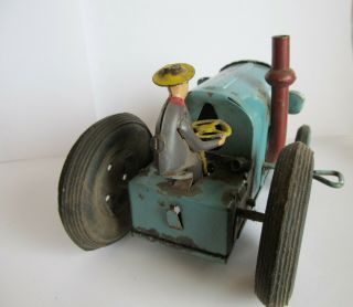 VINTAGE 1930 ' s 40’s POLAND CZZ TIN WIND UP TRACTOR TOY 9