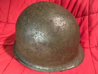 Early 1941 - 43 Ww2 M1 Steel Helmet Front Seam Fixed Bale Us Military