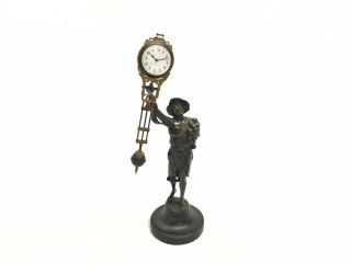 Junghans Mystery Swing Arm Onion Boy Clock & Cast Stand,  Running || Ref 21670