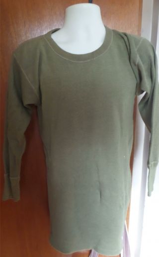 Vintage Korean War Era Us Army Green Thermal Under Shirt