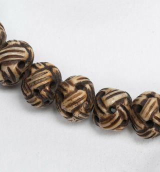 Chinese Antique Republic Period Carved Bone Prayer Beads 10