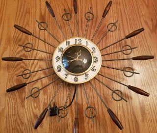 Vintage United Model 79 Mid Century Modern Atomic Style Wall Clock Usa -