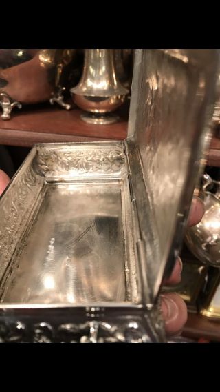 Antique 19th Cent Dutch Netherland Or German Solid Silver 3D Carved Box Or Case 6