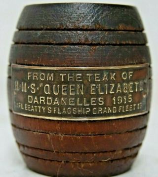 Teak Barrel Made With The Wood From H.  M.  S Quren Elizabeth 1915 - L@@k