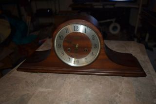 Vintage Rare Elgin Welby Triple Chime Mantle Mantel German Mahogany Clock