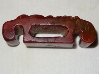 RARE VINTAGE ANTIQUE CHINESE MILITARY BELT HAND SEAL RED JADE CARVING OLD 3