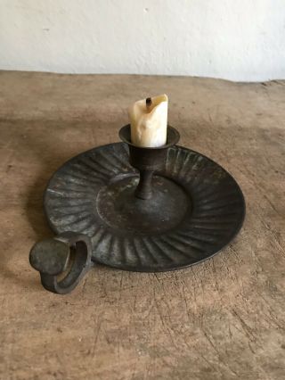 Old Metal Candle Holder Grungy Surface & Old Beeswax Candle Piece Aafa