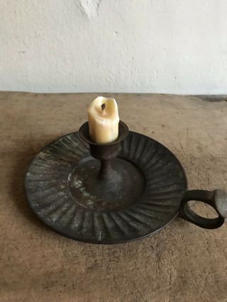 Old Metal Candle Holder Grungy Surface & Old Beeswax Candle Piece AAFA 2
