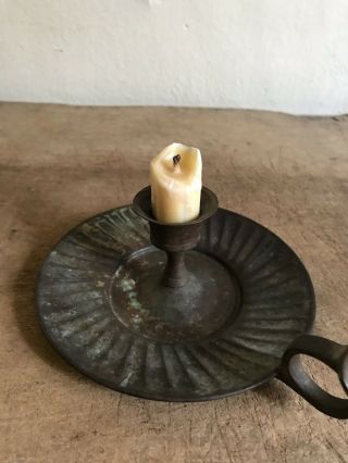 Old Metal Candle Holder Grungy Surface & Old Beeswax Candle Piece AAFA 4