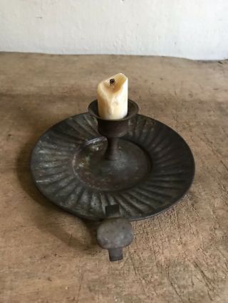 Old Metal Candle Holder Grungy Surface & Old Beeswax Candle Piece AAFA 5