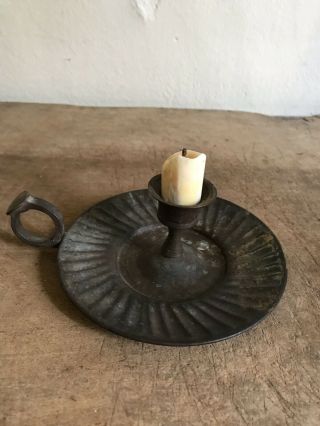 Old Metal Candle Holder Grungy Surface & Old Beeswax Candle Piece AAFA 6