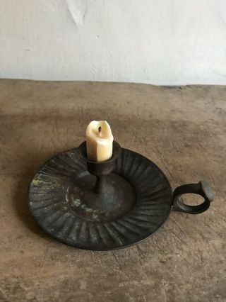 Old Metal Candle Holder Grungy Surface & Old Beeswax Candle Piece AAFA 8