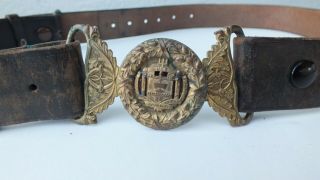 Circa 1900 Us Naval Academy Cadet (midshipman) Belt With Brass Buckle/gold Plate