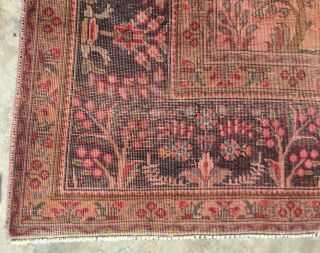 1960 ' s OVERDYED Persian HERIZ 8 ' X11 ' Handknotted 100 Wool WORN Pile Rug TBS - 37 10