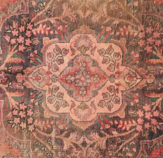 1960 ' s OVERDYED Persian HERIZ 8 ' X11 ' Handknotted 100 Wool WORN Pile Rug TBS - 37 2