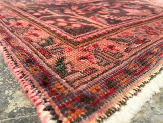 1960 ' s OVERDYED Persian HERIZ 8 ' X11 ' Handknotted 100 Wool WORN Pile Rug TBS - 37 7