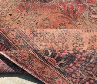 1960 ' s OVERDYED Persian HERIZ 8 ' X11 ' Handknotted 100 Wool WORN Pile Rug TBS - 37 9