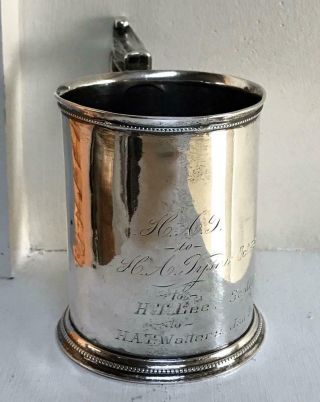 Early Gorham Coin Silver Cup/mug Ca.  1856 Pattern 25,  Reading,  Pa H.  A.  Tyson