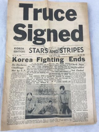 Truce Signed Korean War July 28,  1953 Pacific Stars And Stripes P2