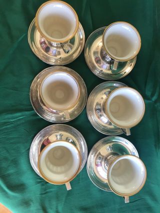 Gorham Sterling Silver Demitasse Cup holders and saucers with Lenox China Cups 10
