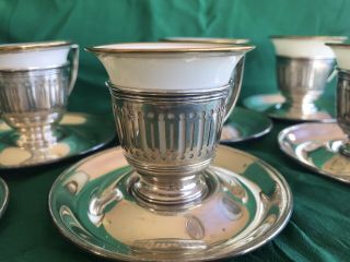 Gorham Sterling Silver Demitasse Cup holders and saucers with Lenox China Cups 11