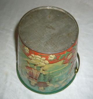 ANTIQUE RARE EMBOSSED SAILOR & HIS SWEETHEART TIN LITHOGRAPHED CHILDS SAND PAIL 6