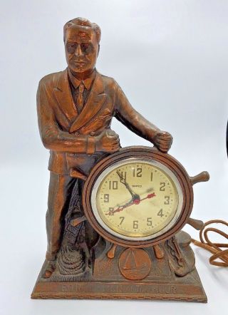 Antique 1933 Fdr Man Of The Hour Mantel Clock Franklin Roosevelt Spin Start