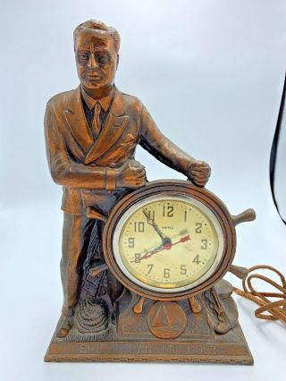 ANTIQUE 1933 FDR MAN OF THE HOUR MANTEL CLOCK FRANKLIN ROOSEVELT SPIN START 2