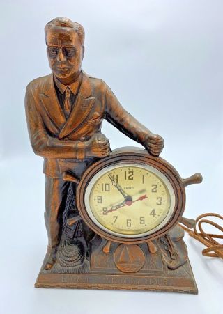 ANTIQUE 1933 FDR MAN OF THE HOUR MANTEL CLOCK FRANKLIN ROOSEVELT SPIN START 4