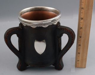 Rare Antique Arts & Crafts Gorham Sterling,  Copper & Leather Loving Cup,  Nr