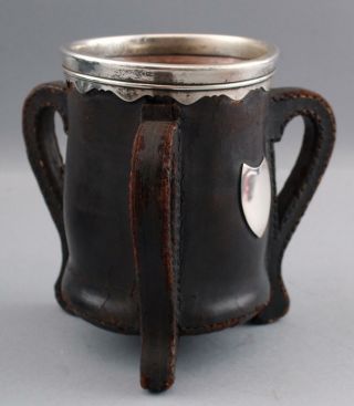 Rare Antique Arts & Crafts Gorham Sterling,  Copper & Leather Loving Cup,  NR 4
