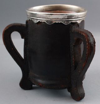 Rare Antique Arts & Crafts Gorham Sterling,  Copper & Leather Loving Cup,  NR 5