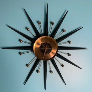 Vtg.  Mid Century Modern Atomic Welby Starburst Clock