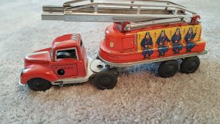 Göso,  Goeso,  Götz&son Tin Toy Friction Fire Truck W Ladder,  Reg430 - 15,  Germany - 50s