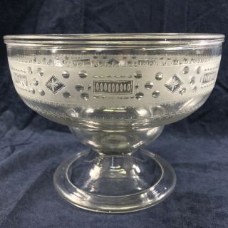 Antique Georgian Blown Glass Large Stiegel - Type Footed Bowl - Wheel Cut Glass