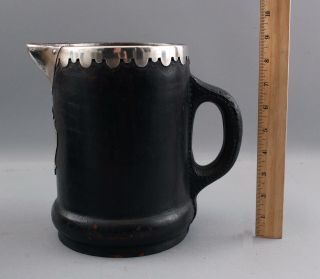Rare Antique Arts & Crafts Gorham Sterling Copper Leather Lemonade Pitcher Cups 3