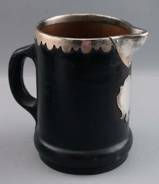 Rare Antique Arts & Crafts Gorham Sterling Copper Leather Lemonade Pitcher Cups 5