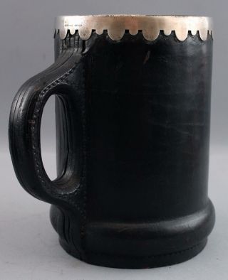 Rare Antique Arts & Crafts Gorham Sterling Copper Leather Lemonade Pitcher Cups 6