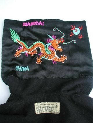 Vintage 1950 ' s US Navy Shirt w/ Tour R&R Silk Dragon Shanghai China Under Flap 5