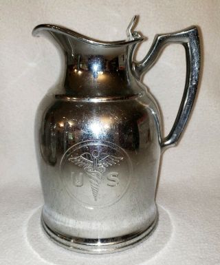 Vintage U.  S.  Army Medical Corps Silver Stanley Pitcher - Landers,  Frary & Clark
