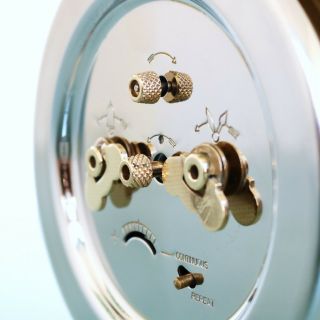 German PETER Vintage Alarm Clock Repeat Mantel CHROME BLACK DIAL Mid Century 10