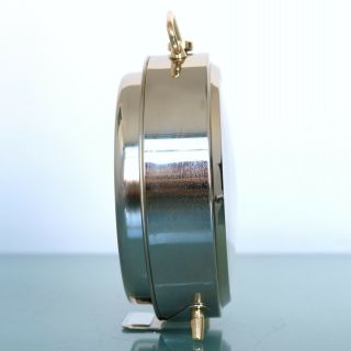 German PETER Vintage Alarm Clock Repeat Mantel CHROME BLACK DIAL Mid Century 12