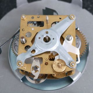 German PETER Vintage Alarm Clock Repeat Mantel CHROME BLACK DIAL Mid Century 8