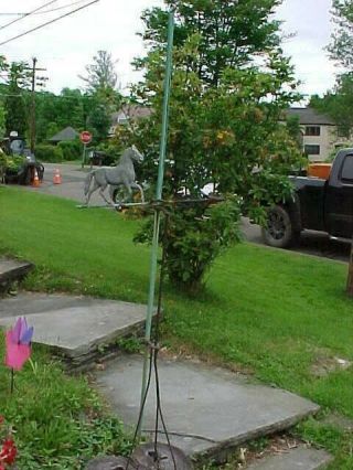 19thc Lightning Rod W Orig Horse Figural Directional Arrow
