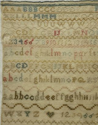 EARLY/MID 19TH CENTURY UNFINISHED ALPHABET & MOTIF SAMPLER - c.  1840 4